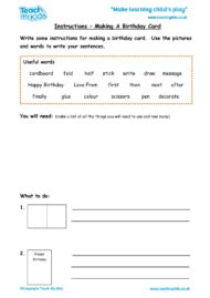 Worksheets for kids - instructions-making-b.day-card-pictures